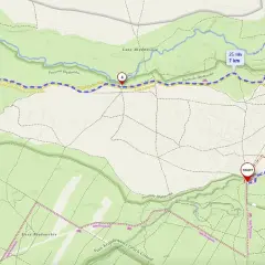 Mapa Pustyni Błędowskiej z zaznaczoną trasą rowerową Velo Przemsza. Start i meta oznaczone, punkty kontrolne 1-4.