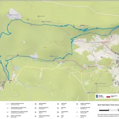 Mapa tras single track Szklarska. Trasa rowerowa oznaczona kolorem niebieskim, prowadząca przez malownicze tereny.