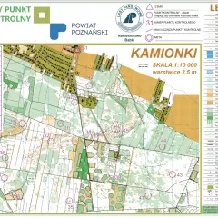 Mapa terenu "Kamionki" z zaznaczonymi punktami kontrolnymi i legendą.