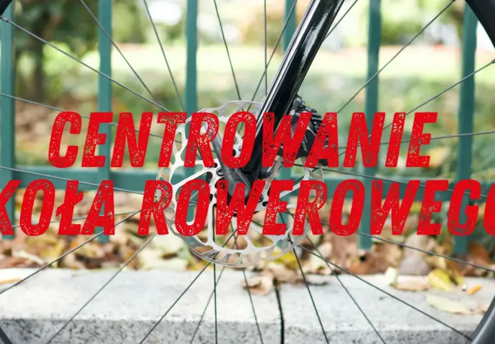 Centrowanie koła rowerowego – widok na tarczę hamulcową i szprychy.