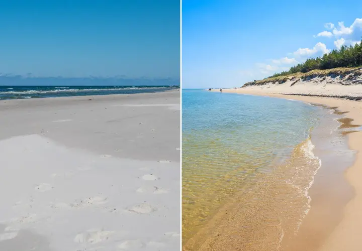 Piękna plaża w Choczewie. Jasny piasek, spokojne morze i błękitne niebo. Idealne miejsce na wypoczynek.
