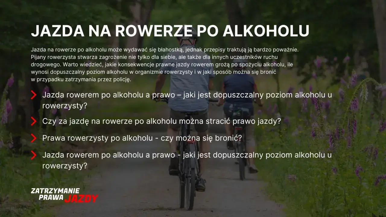 Dwaj panowie jadą na rowerach po lesie. Temat: jazda rowerem po alkoholu i jej konsekwencje.