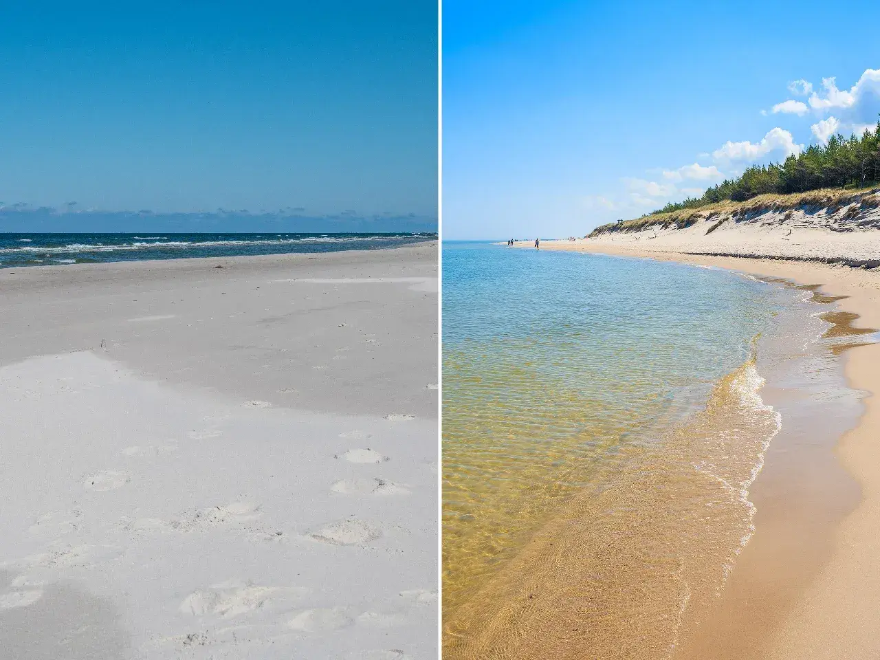 Piękna plaża w Choczewie. Jasny piasek, spokojne morze i błękitne niebo. Idealne miejsce na wypoczynek.