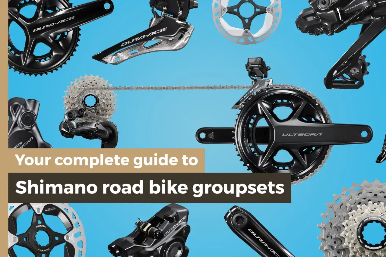 Komponenty rowerowe Shimano: Dura-Ace, Ultegra i inne grupy osprzętu szosowego.